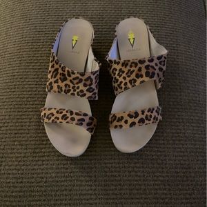 Volatile wedge leopard sandal